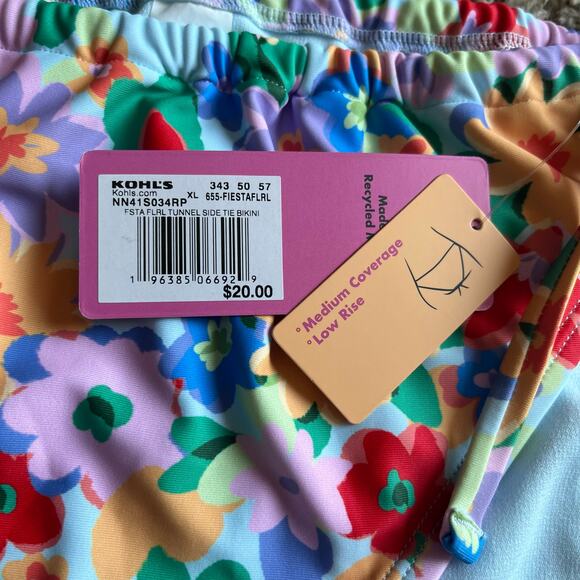 NWT! Juniors' Ninety-Nine° Tunnel Side-Tie Floral Bikini Bottoms Size X-Small - Picture 5 of 7
